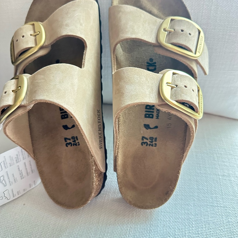 Birkenstock Big buckle Sandals - Cream with Gold Buckles - Picture 4 of 6
